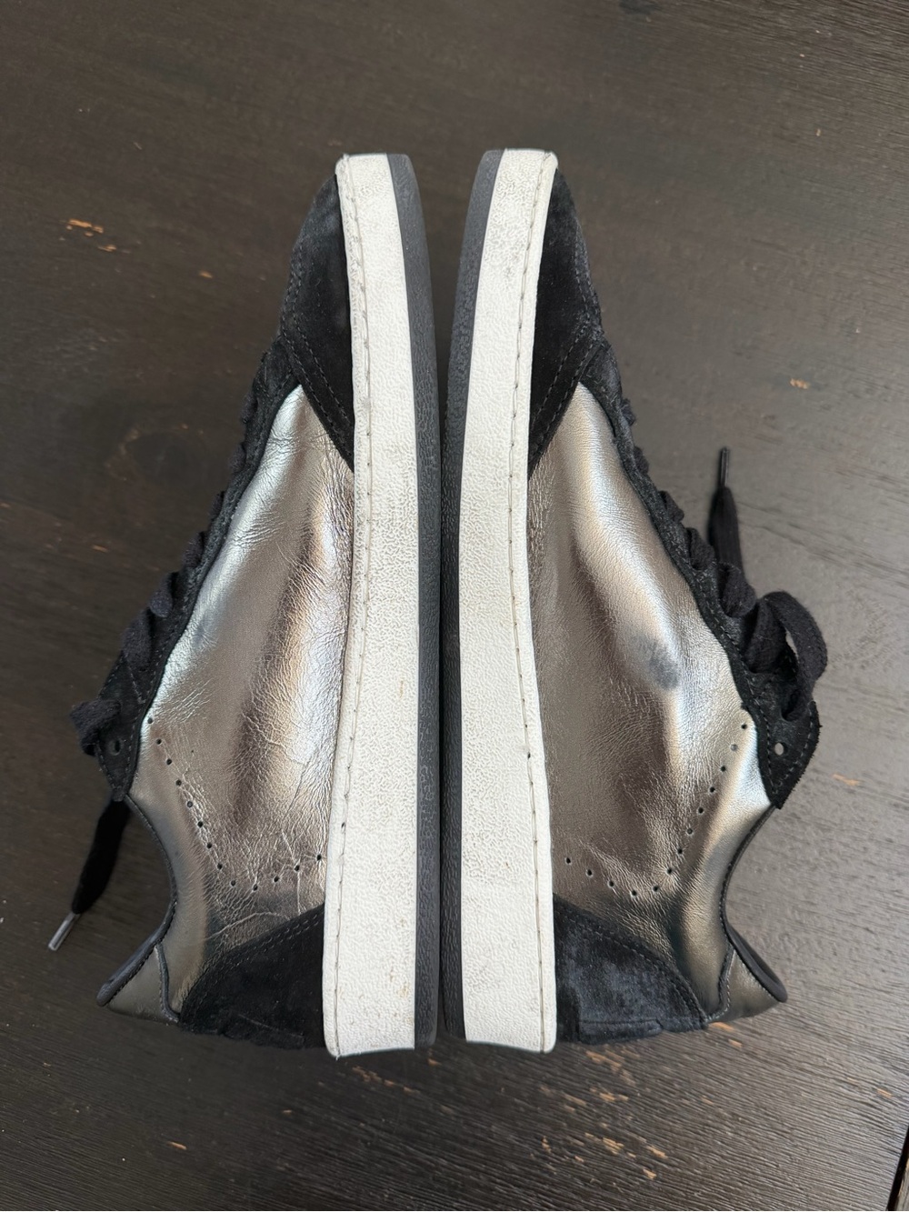 Golden Goose Ball Star Metallic Black Suede Studded Sneakers 38 - Picture 4 of 9